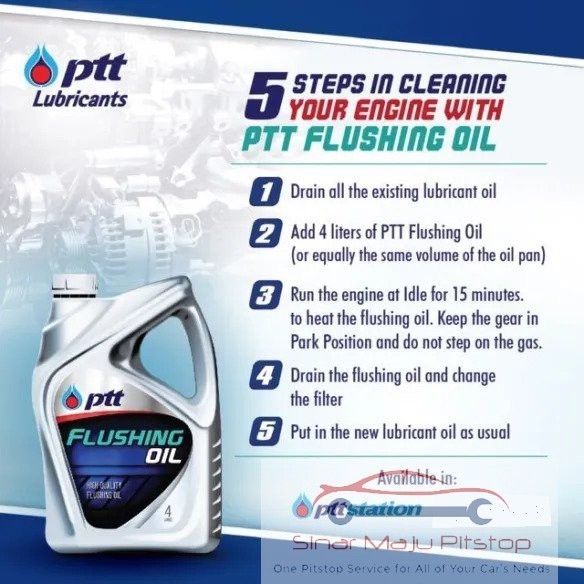 FLUSHING OLI MESIN MOBIL BENSIN DIESEL SAAT GANTI OLI - PTT 4 LTR ASLI