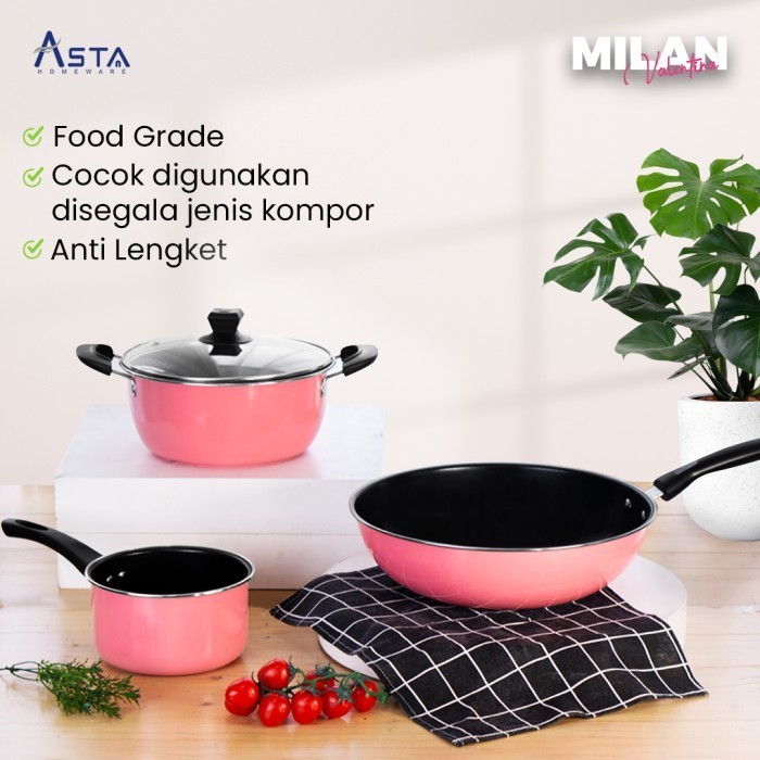 Asta Panci Set Valentina Milan Cookware Set 7 Pcs Anti Lengket 7Pcs