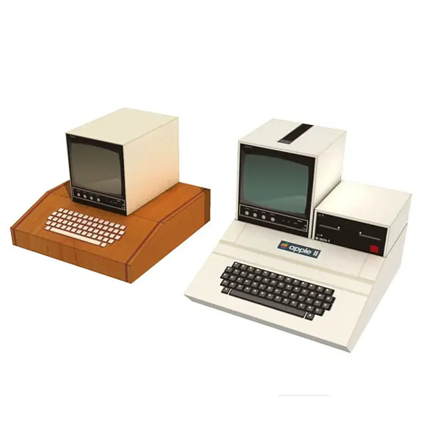 Komputer Apple 1 dan Apple 2 papercraft miniatur action figure diy kerajinan kertas tangan mainan ed