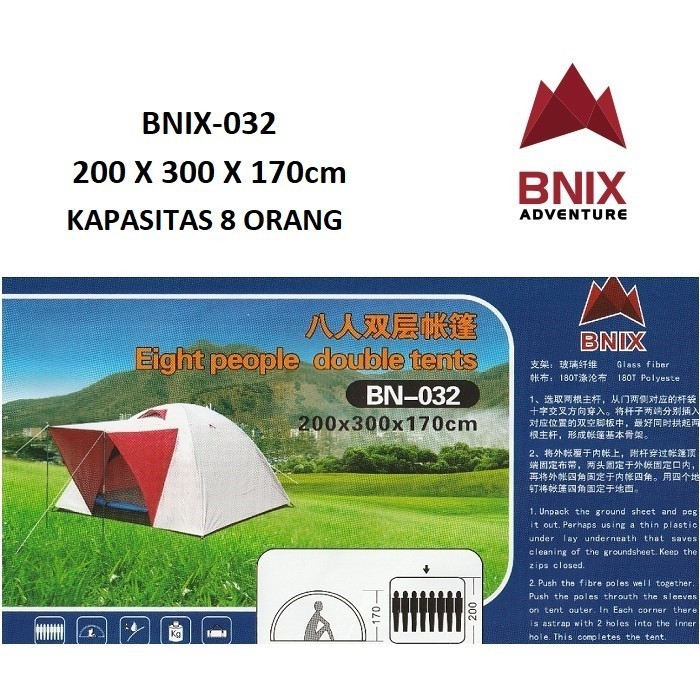 Tenda Camping - Bnix - Bn-032 - Waterproof Double Layer - 8 Orang