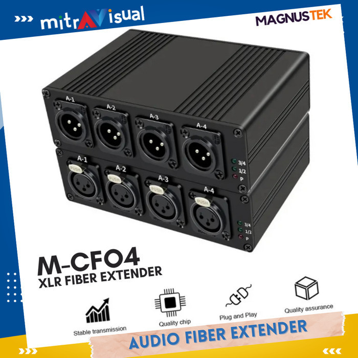 Magnustek M-Cf04 Xlr Audio Sc Fiber Extender 4 Port One Way 20Km