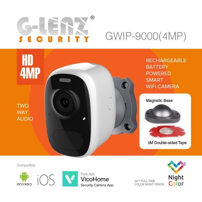 Glenz Night Color 4Mp Smart Battery Ip Camera Cctv - Gwip 9000