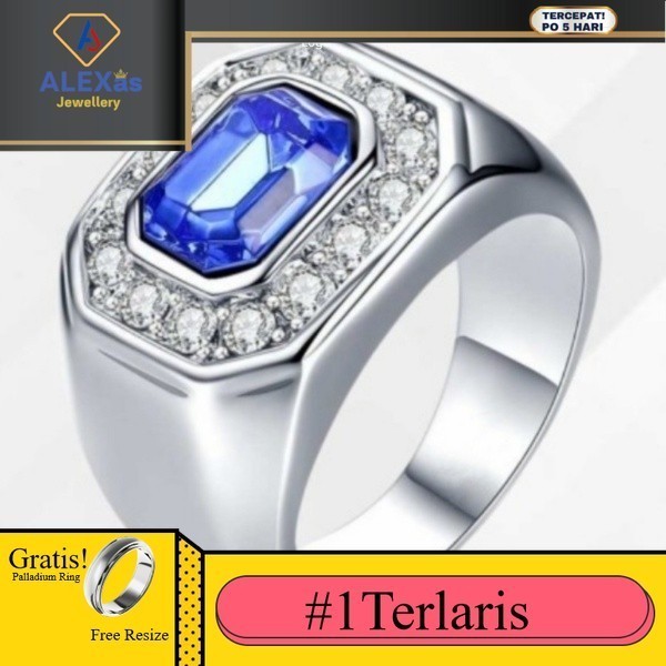 Cincin Berlian Eropa Pria Natural Diamond Platinum 300 Asli