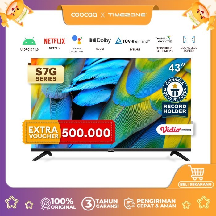 Coocaa Tv 43 Inch - Android 11 - Digital Tv - 5G Wifi (Coocaa 43S7G) Termurah Terlaris Promo