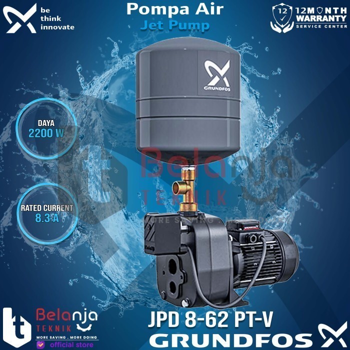 Grundfos Mesin Pompa Air Jpd 8-62 Jd Pt-V Jet Pump 60 Meter 1850 Watt