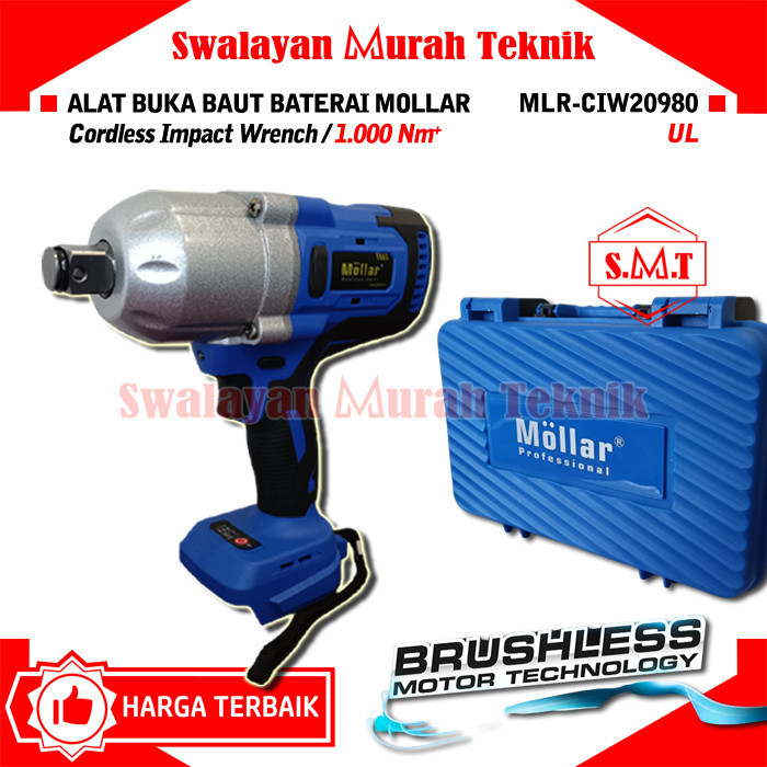 IMPACT WRENCH CORDLESS MOLLAR CIW20980 ALAT BUKA BAUT BATERAI 1000Nm
