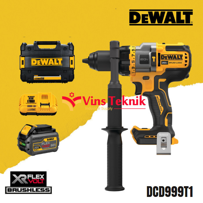 Cordless Impact Drill Dcd 999 Dewalt Dcd999T1 Mesin Bor Baterai 13Mm