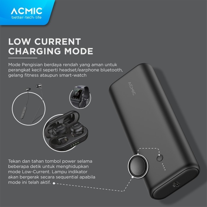 Acmic Minimax 20000Mah Powerbank Mini 22.5W Fast Charging Type C - 20000 Black,Nopouch Nokabel