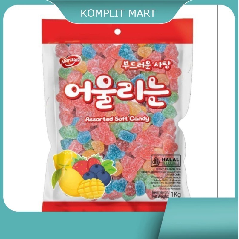 

Permen Warna Warni 1 Kg/Naraya Assorted Soft Candy/Permen Jelly Aneka Rasa Buah