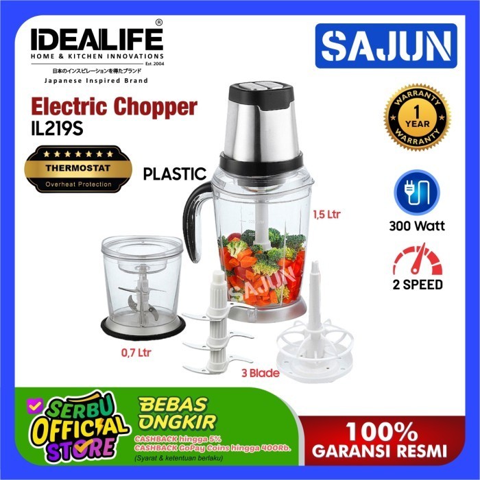 Idealife Electric Chopper Il-219S Penggiling Pelumat Listrik Il 219S