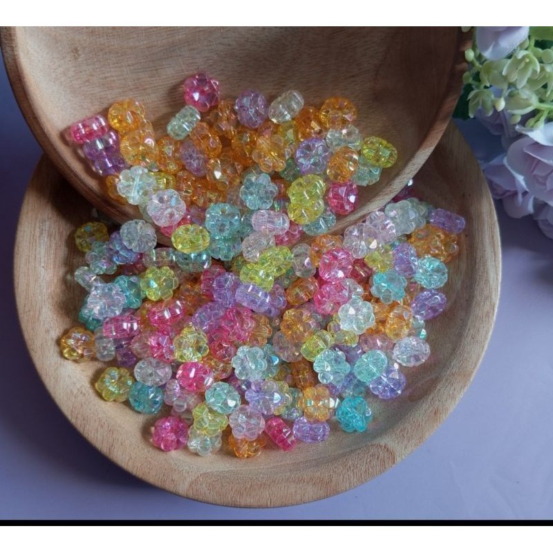 Akrilik Transparan Manik Bunga Bening Ada Lubang Manik Bunga Manik DIY Aksesories Manik