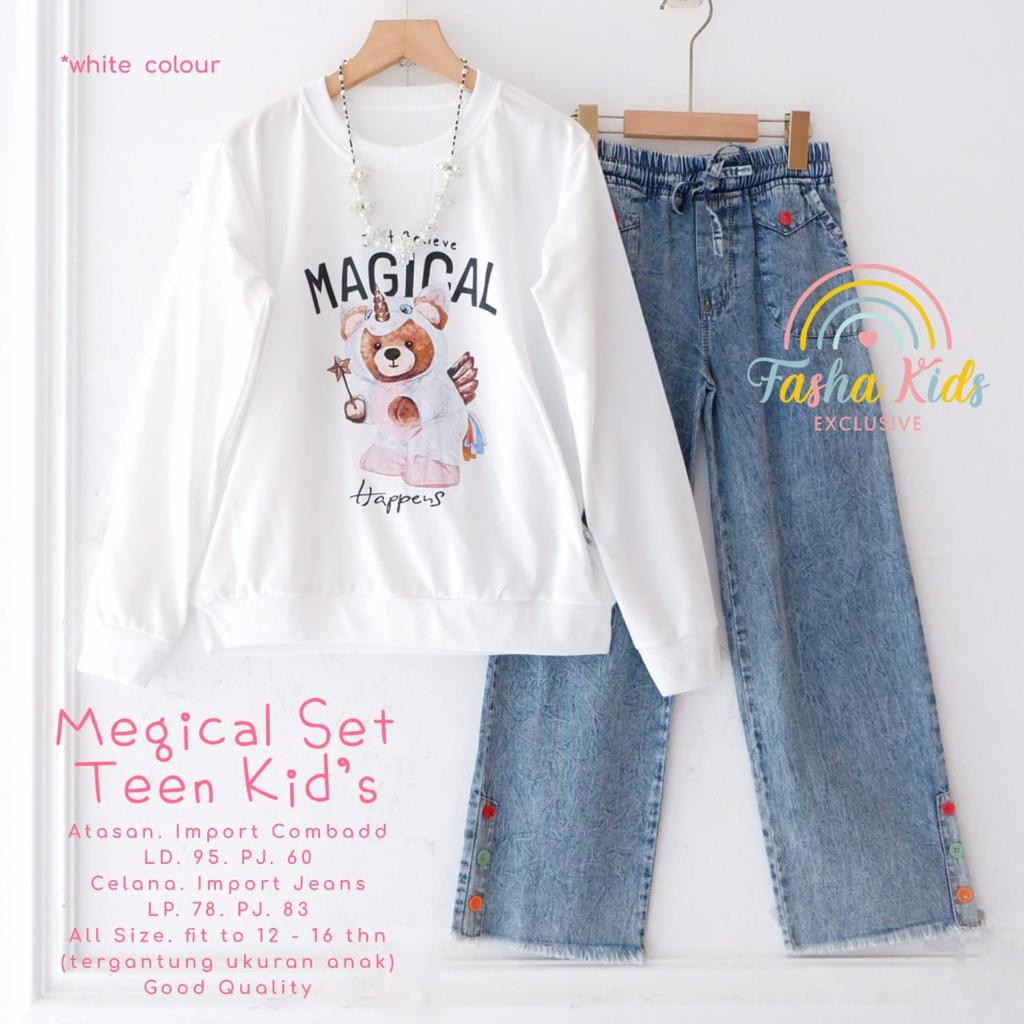 [BEST DEAL] MEGICAL SET TEEN KIDS KAOS LENGAN PANJANG DAN CELANA KULOT JEANS ONESET ANAK REMAJA