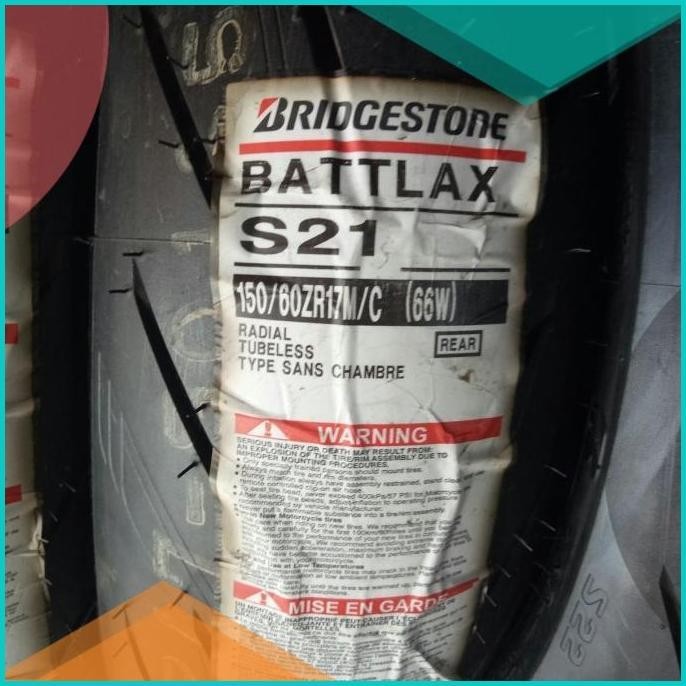 BAN LUAR BRIDGESTONE BATTLAX S21 UKURAN 150/60-17 BATTLAX TUBELESS 19F