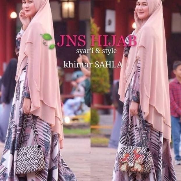 Premium Khimar 2 Layer Jumbo / Hijab Ceruti Berkualitas Sahla Jns