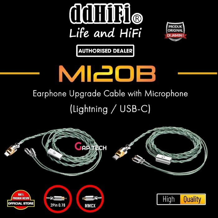 Dd Ddhifi M120B Lightning / Usb-C Earphone Upgrade Cable W/ Microphone