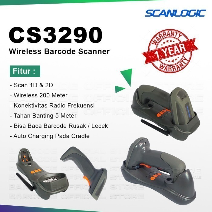 Scanner Barcode Scanlogic Cs3290 Imager Wireless 1D & 2D Scan Cs-3290