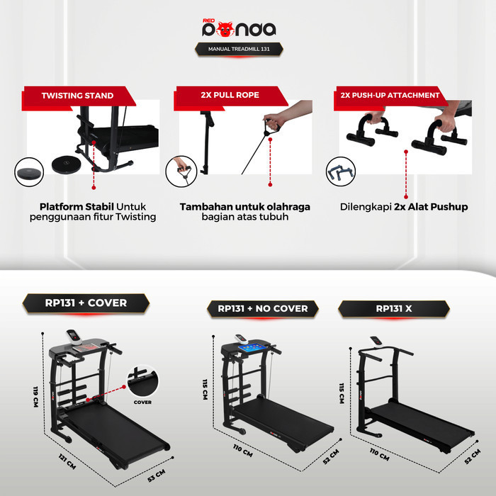 Manual Treadmill Redpanda 131 Super Murah Kokoh Kuat Multifunction