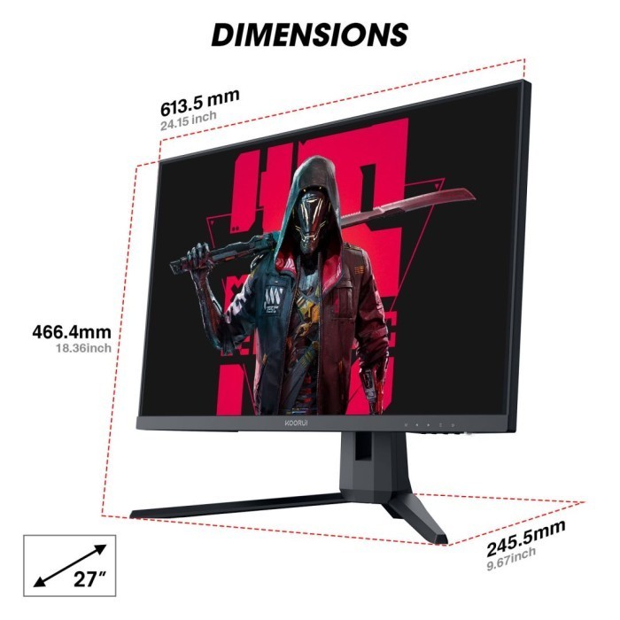 Koorui 27E1Q 27Inch 2K Fast-Ips 144Hz Rotary Lifting Esports Display