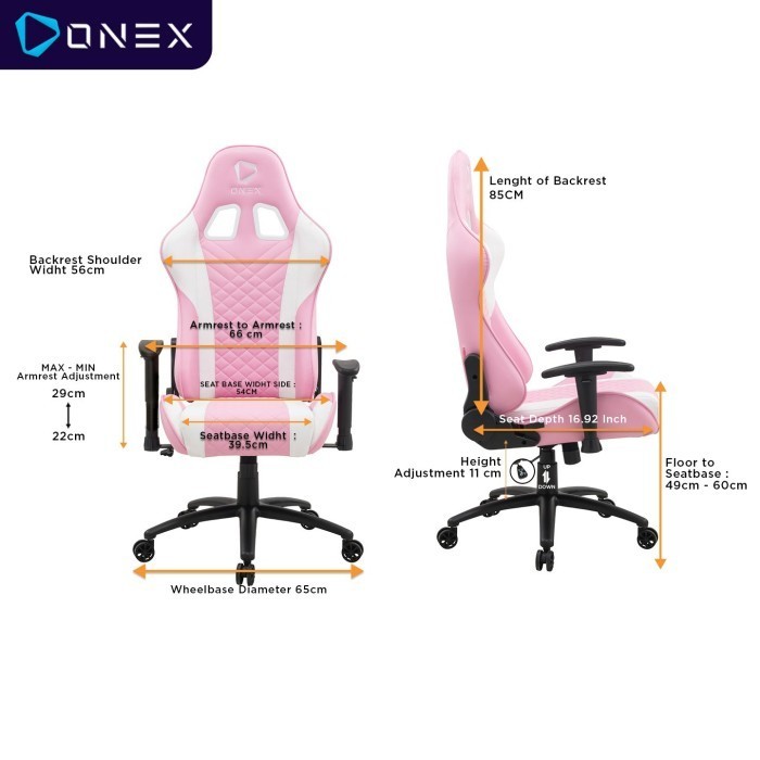 Onex Gx3 Premium Quality Gaming Chair Kursi - Pink White Termurah Terlaris Promo