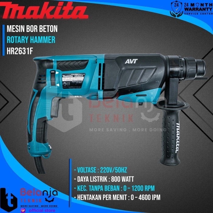 Makita Mesin Bor Rotary Hammer Hr 2631 F Avt Sds 3 Mode 800 W Hr2631F