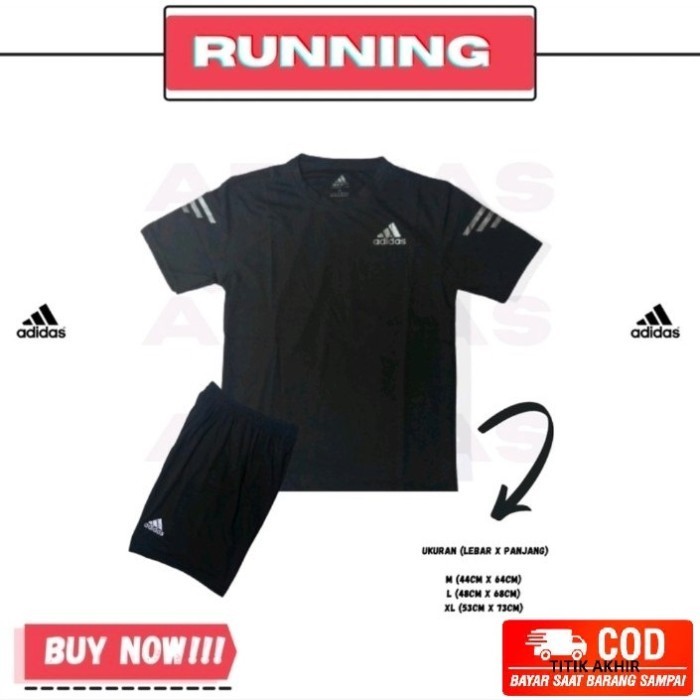 (Bisa Cod) 1 Set Baju Pakaian Olahraga Running Pria Gym Fitness Keren