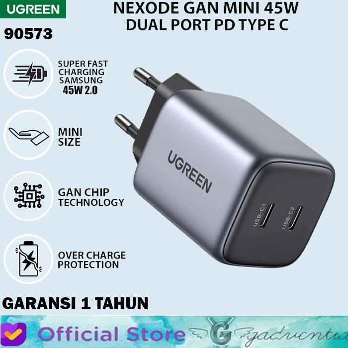 Ugreen Nexode Adaptor Charger Gan Fast 20W 30W 45W 65W 100W 140W 200W