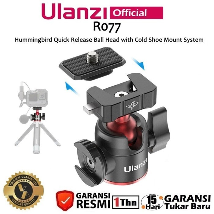 Ulanzi R077 Hummingbird Quick Release Ball Head With Cold Shoe Design
