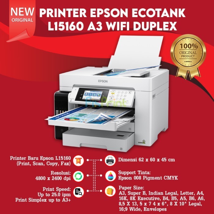 Printer Epson Ecotank L15160 A3 Copy Wifi All In One Ori Termurah