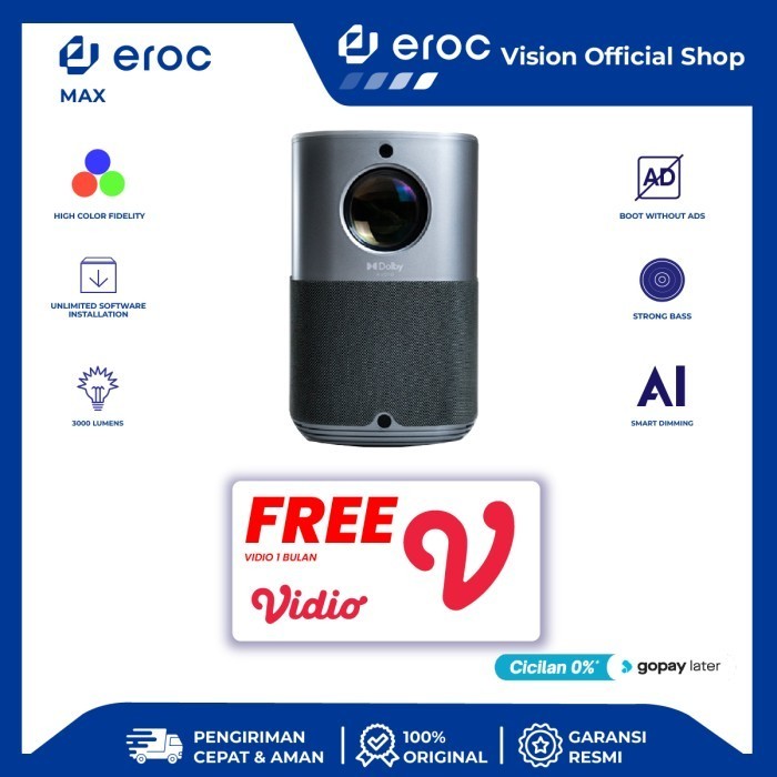 Eroc Android Smart Home Proyektor - Dolby - Fhd - 415 Ansi - Model Max