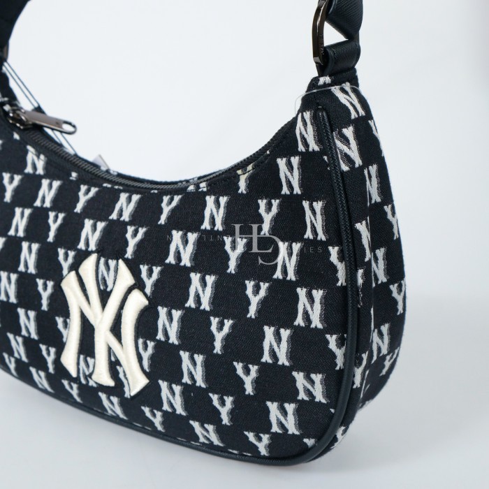 Mlb Ny Yankees Monogram New Hobo Bag Black/White