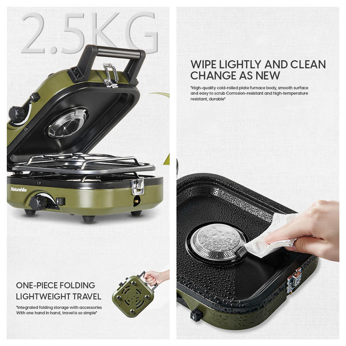 Kompor Double Burner Naturehike Nh22Rj003 Folding Camping Gas Stove