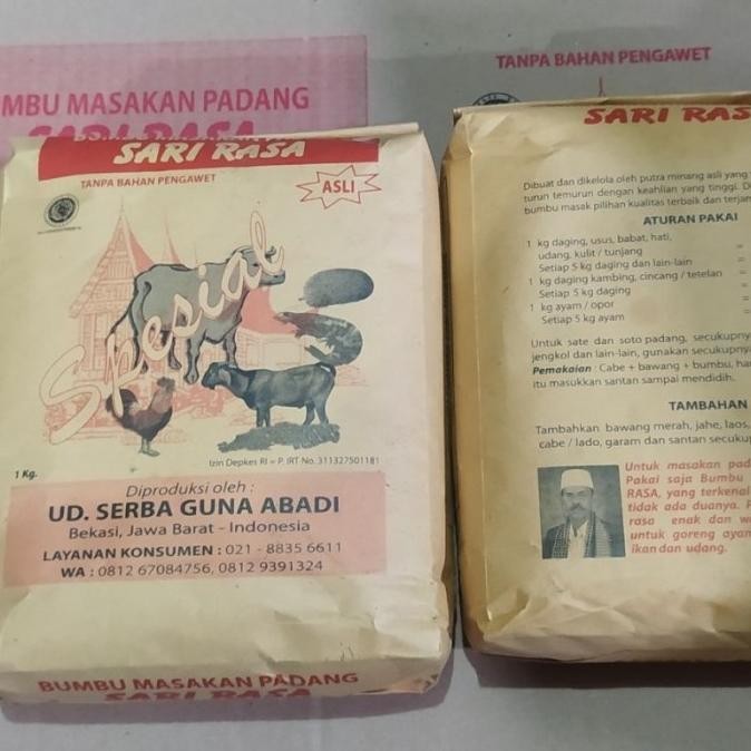 

BUMBU MASAKAN PADANG SARI RASA 1kg - Bumbu Kering Instant - Bumbu GT