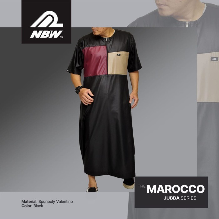Jubah Pria Slimfit Baju Gamis Jubah Pria Casual Oblong Maroko Murah by Nabawi Clothes - M Bisa COD
