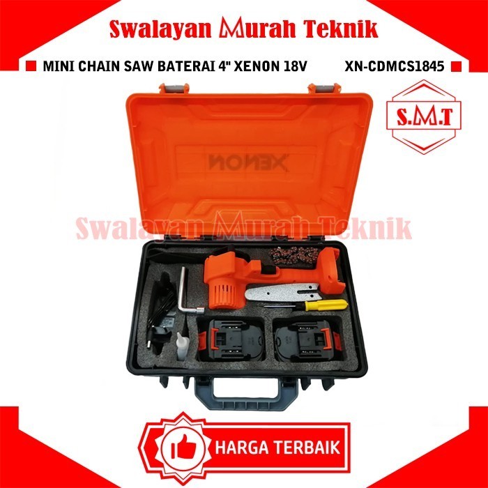 Mini Chainsaw Baterai XENON CDMCS1845 Cordless Mini Chain Saw 18V 4"