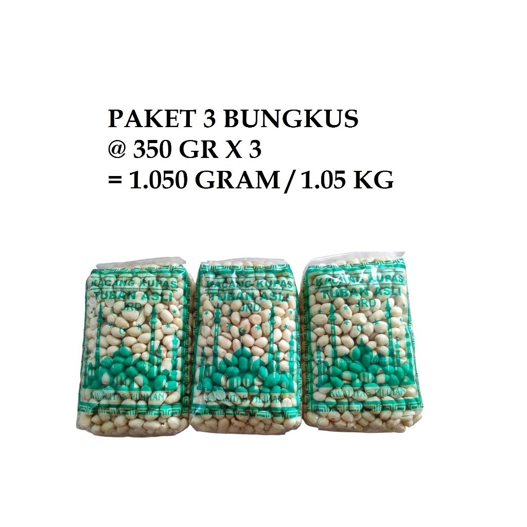 

Paket Hemat 3 Bungkus Kacang Kupas Mentah Tuban 3 X 350 Gram