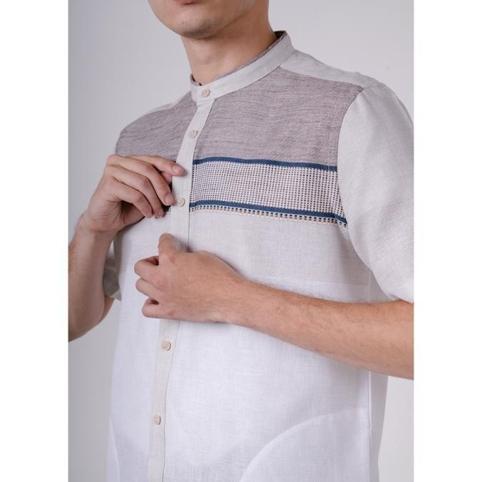 Men'S Top Kemeja Koko Lengan Pendek Pria Fikri - Khaki