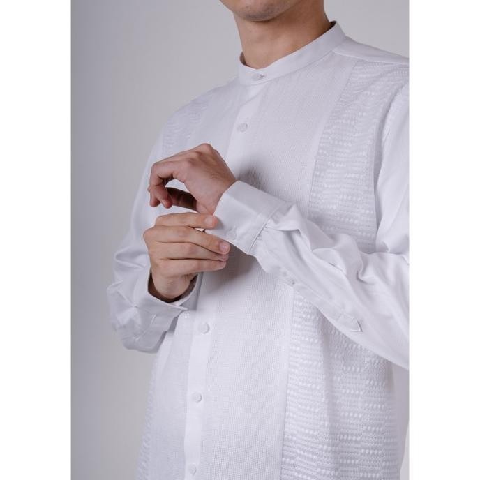 Men'S Top Kemeja Koko Lengan Panjang Comfort Fit Galava - White