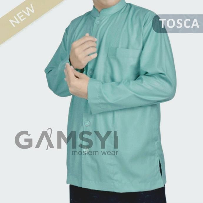 Baju Koko Putih Polos Jumbo/Koko Dewasa Lengan Panjang/Koko Gamsyi