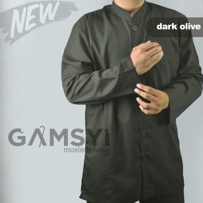 Baju Koko Polos Lengan Panjang/Koko Gamsyi /Koko Habaib Pria Dewasa