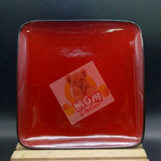 keramik Piring jepang segi-empat 11.5" Piring segi Jepan keramik Merah rickostore