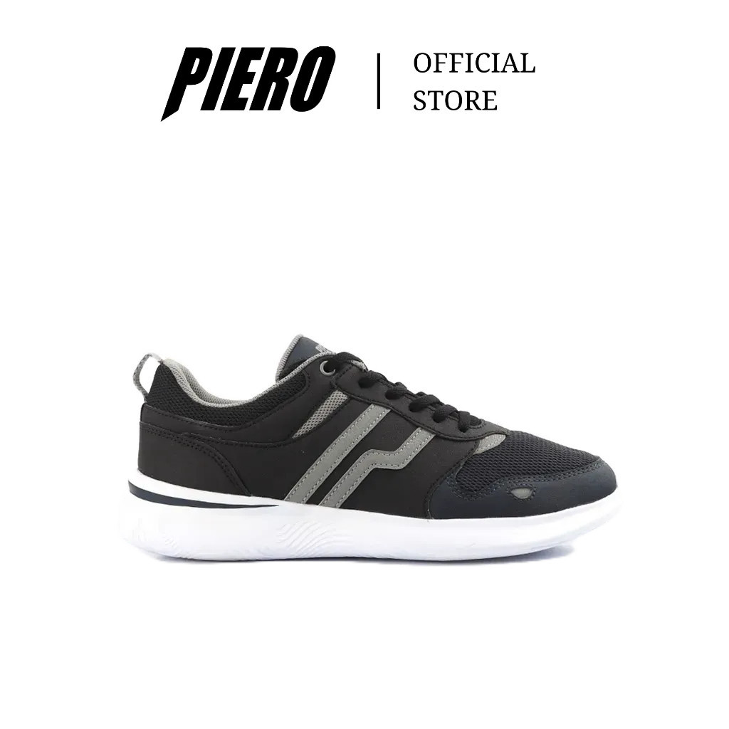 PIERO SEPATU SNEAKERS PRIA J.WAVE  BLACK  WHITE P20942