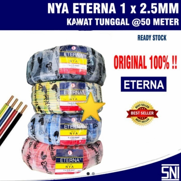 Kabel NYA Kabel Tunggal 2,5 mm ETERNA 1 x ,2,5mm x 50meter SNI