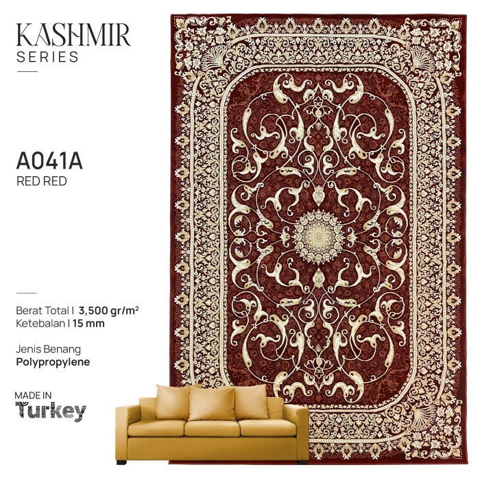 Karpet Permadani Klasik Tebal Mewah Turki Kashmir 200X300Cm