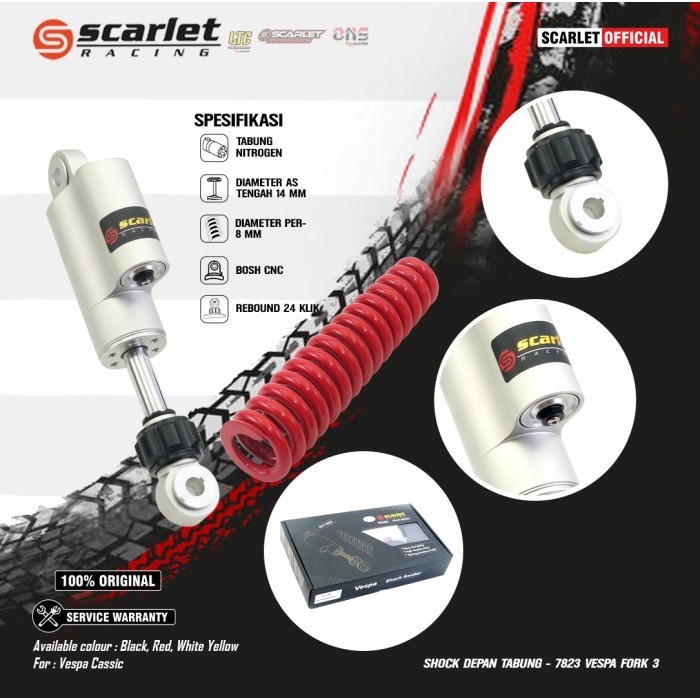 Scarlet Racing Shock Breaker Skok Depan Tabung Vespa Klasik 7823 Fork3