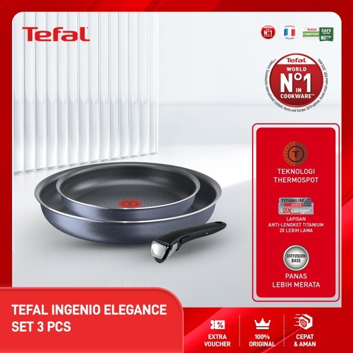 Tefal Ingenio Elegance Set 3 Pcs - Wajan Panci Set Anti Lengket