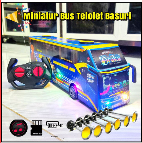 MINIATUR MOBIL BUS BIS RC REMOTE TELOLET BASURI STJ DRAKA FULL LAMPU