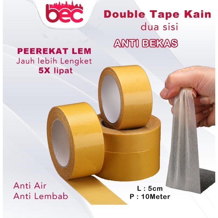 

BRG BARU [BEC] Double Tape Kain Dua Sisi Tanpa Bekas Merk B.E.C House Isolasi 2