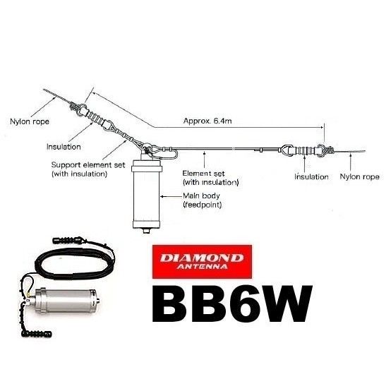Diamond Bb6Ws Antena Hf 3-30Mhz 6.4M Long Wire Antenna Ssb Radio Rig