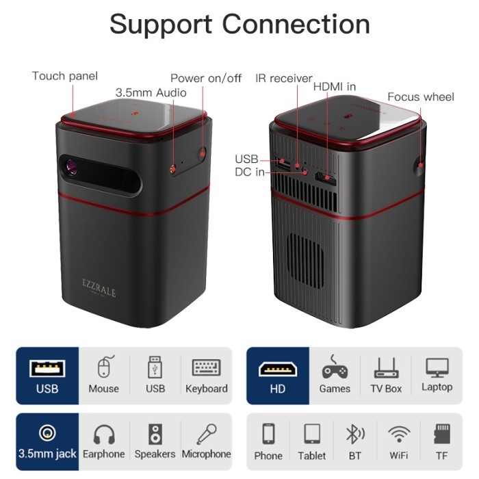 Ezzrale Deimos I Mini Smart Cube Pocket Projector 150 Ansi Android 9.0