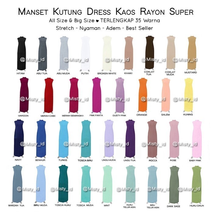kaftan tunik MANSET GAMIS - INNER KAFTAN KUTUNG / TANPA LENGAN (BIG SIZE) TERLARIS